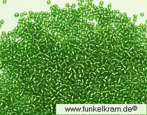 Rocailles grasgrün www.funkelkram.de Silbereinzug